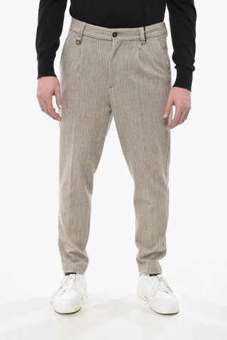DUOMO Tweed Chino Trousers with Belt Loops
