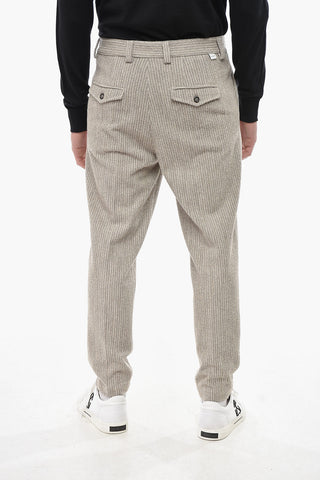 DUOMO Tweed Chino Trousers with Belt Loops