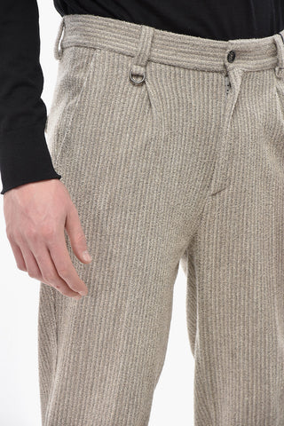 DUOMO Tweed Chino Trousers with Belt Loops