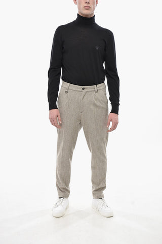 DUOMO Tweed Chino Trousers with Belt Loops