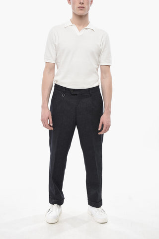 Cotton-Blend 4-Pocket Trousers With Turn-Ups And Front Pleat
