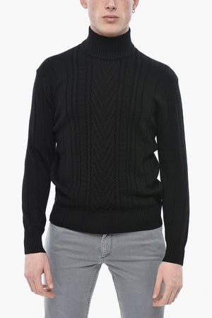 Solid Virgin Wool Mock Neck Sweater