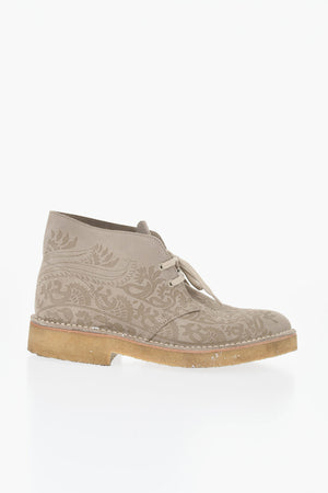 Suede Ankle Boots SAND INTEREST Paisley Pattern