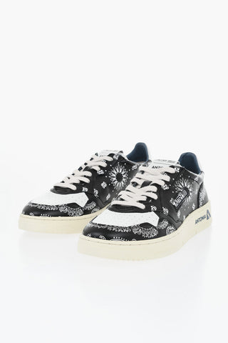 Leather Low-Top Sneakers with Bandana Pattern