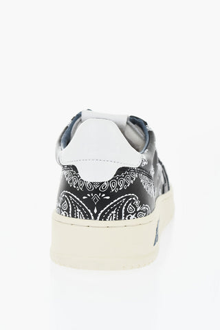 Leather Low-Top Sneakers with Bandana Pattern