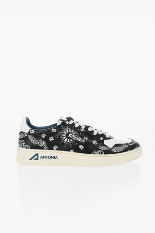 Leather Low-Top Sneakers with Bandana Pattern