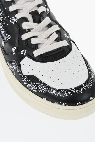 Leather Low-Top Sneakers with Bandana Pattern