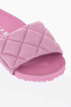Leather Quilted Slides SYLT with Rubber Sole