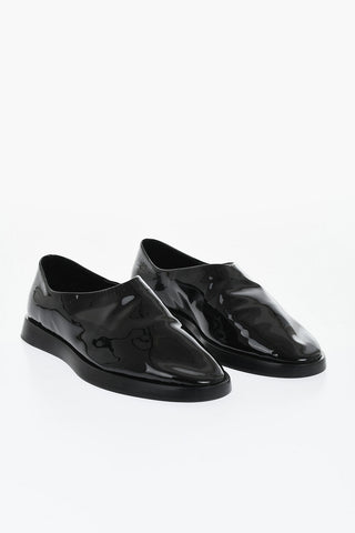 Mules in Vernice con Suola in Cuoio