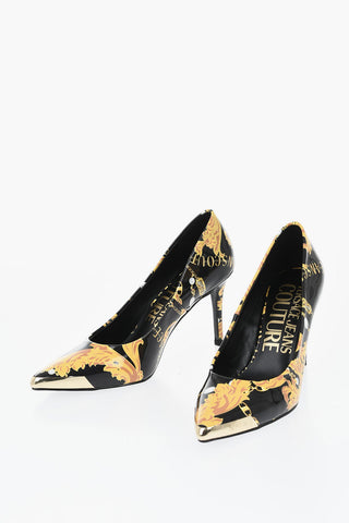 JEANS COUTURE Eco-Leather Pumps Baroque Pattern 10cm