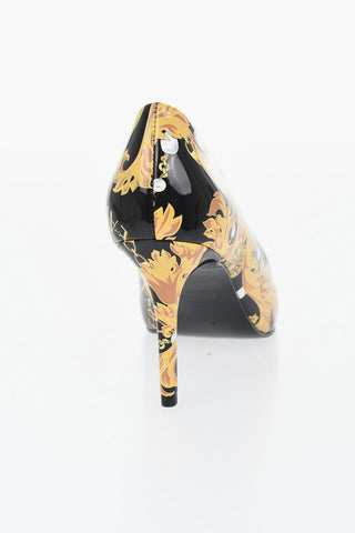 JEANS COUTURE Eco-Leather Pumps Baroque Pattern 10cm