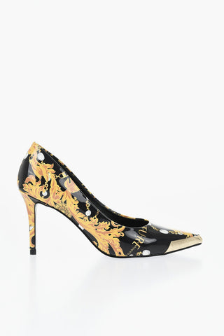 JEANS COUTURE Eco-Leather Pumps Baroque Pattern 10cm