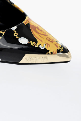 JEANS COUTURE Eco-Leather Pumps Baroque Pattern 10cm