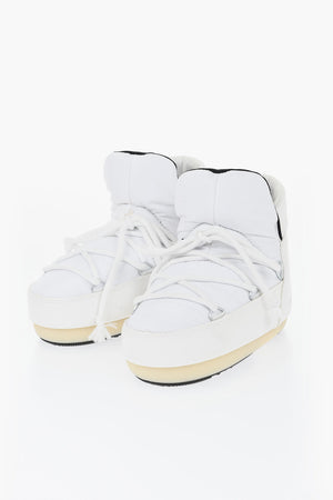 Padded Nylon Ankle Boots with Lace-up Design