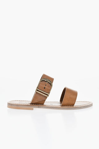 가죽 플랫 샌들 CARCASO 더블 버클