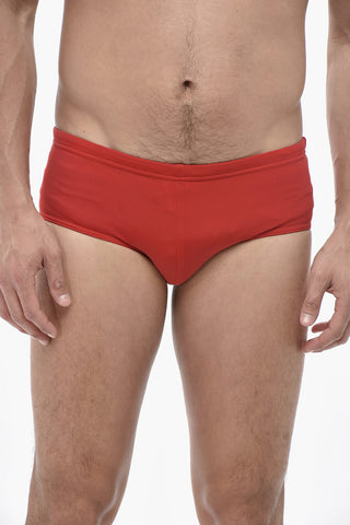 Costume da Bagno Slip a Tinta Unita con Monogram