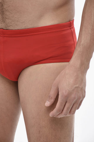 Costume da Bagno Slip a Tinta Unita con Monogram
