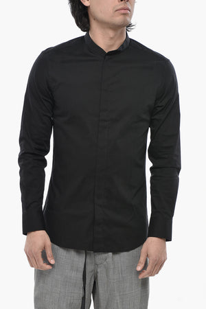 Camicia in Cotone Stretch con Colletto Coreano