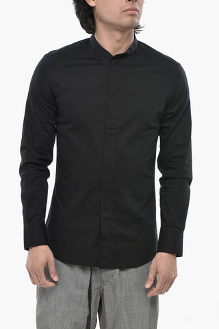 Stretch Cotton Shirt with Korean Collar