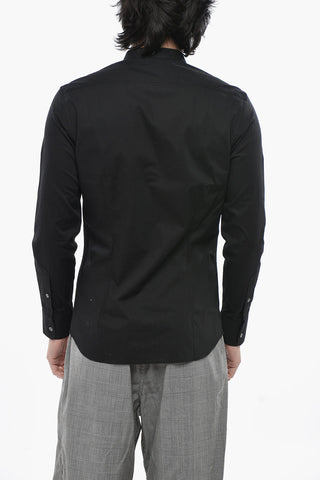 Camicia in Cotone Stretch con Colletto Coreano