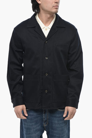 Blazer in Misto Cotone Twill con Tasche ad Aletta