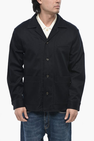 Blazer in Misto Cotone Twill con Tasche ad Aletta