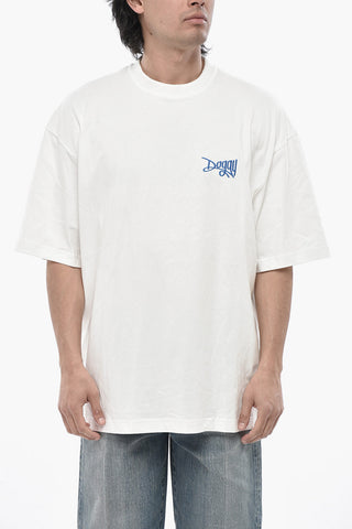Baumwoll-T-Shirt Mit Rundhalsausschnitt Und Seitlichem Logo
