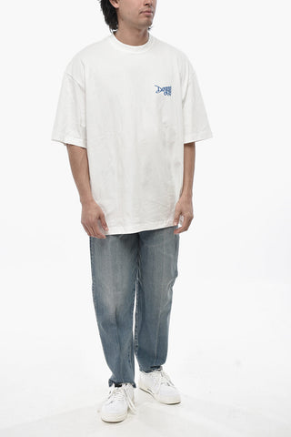 Baumwoll-T-Shirt Mit Rundhalsausschnitt Und Seitlichem Logo