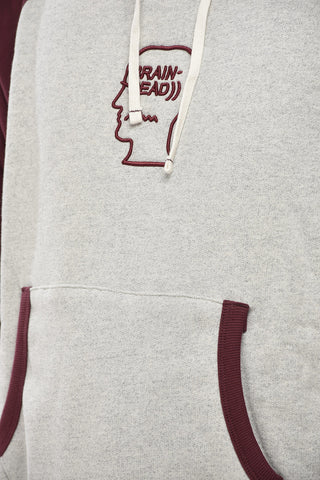 Felpa Hoodie in Cotone Felpato Bicolore con Logo in Rilievo