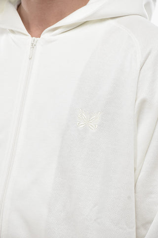 Felpa in Misto Cotone con Cappuccio e Chiusura Zip