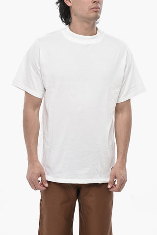 Cotton-Blend Solid-Color Crewneck T-Shirt With Contrast Embroidery