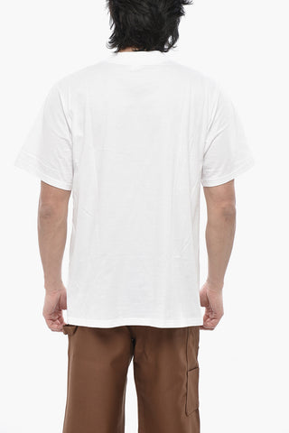 Cotton-Blend Solid-Color Crewneck T-Shirt With Contrast Embroidery