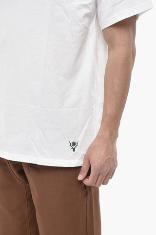 Cotton-Blend Solid-Color Crewneck T-Shirt With Contrast Embroidery