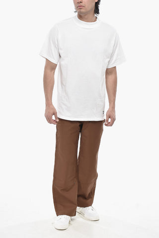 Cotton-Blend Solid-Color Crewneck T-Shirt With Contrast Embroidery