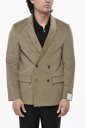Doppelreihiger Blazer aus geripptem Velours mit Schalkragen