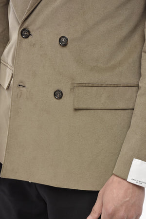 Doppelreihiger Blazer aus geripptem Velours mit Schalkragen