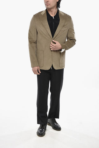 Ribbed Velour Blazer With Peaked Lapel