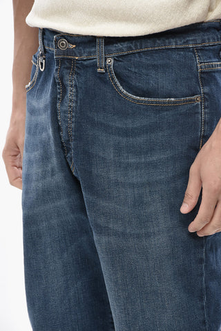 Stretch Denim Jeans With 17cm Leather Patch