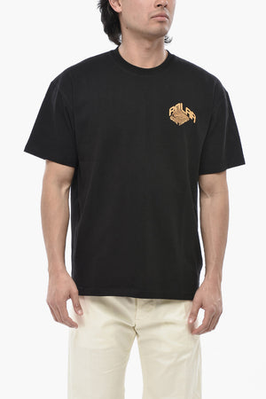 Crewneck T-Shirt PLANET LUKE in Solid Color with Printed Logo