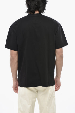 라운드넥 티셔츠 PLANET LUKE 단색 프린트 로고