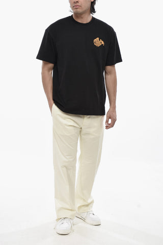 라운드넥 티셔츠 PLANET LUKE 단색 프린트 로고