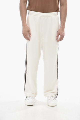 ADIDAS Brushed Cotton-Blend Joggers with Contrasting Side Stripes
