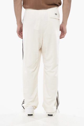 ADIDAS Brushed Cotton-Blend Joggers with Contrasting Side Stripes