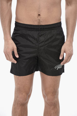 Costume da Bagno Boxer in Nylon con Logo Ricamato