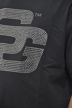 T-Shirt mit Rundhalsausschnitt aus Bio-Baumwolle mit Strassverzierung