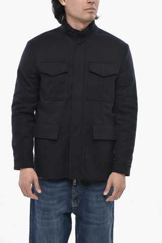 Utility-Jacke Aus Wolltuch Mit Verdeckter Knopfleiste