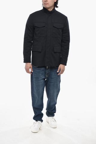 Utility-Jacke Aus Wolltuch Mit Verdeckter Knopfleiste