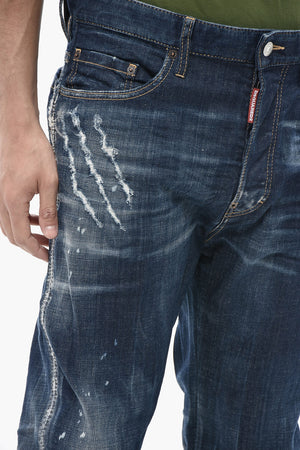 Jeans BRO Effetto Vintage con Patch Logo in Pelle 20cm