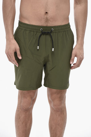 Solid-Color Swim Trunks With Elastic Waist