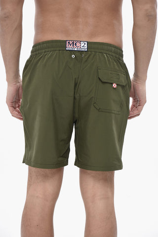 Solid-Color Swim Trunks With Elastic Waist